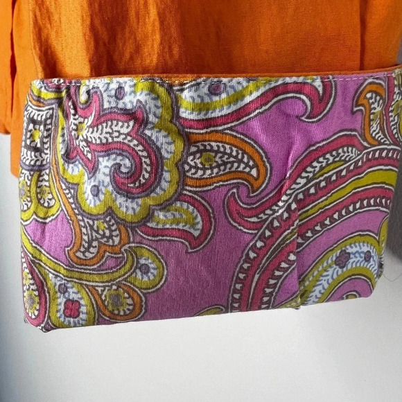 Robert Graham Orange Button Up Shirt Paisley Cuffs Embroidered Women’s Size M - Picture 6 of 12